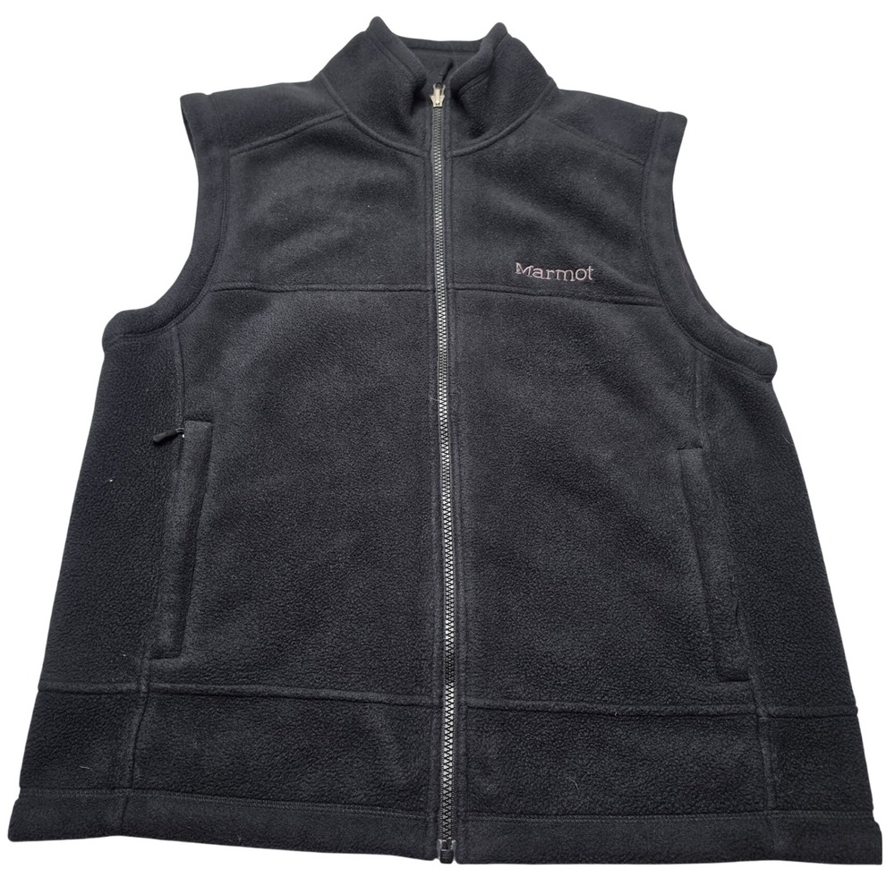 Marmot Mens Polartec Fleece Vest Black Full Zip Mock Neck K8660 Medium